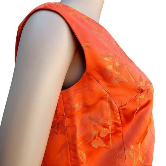 60s Vintage Maxi Skirt Set Size 4 Orange Silk Brocade Made in Hong Kong NWOT DOS - Picture 2 of 13